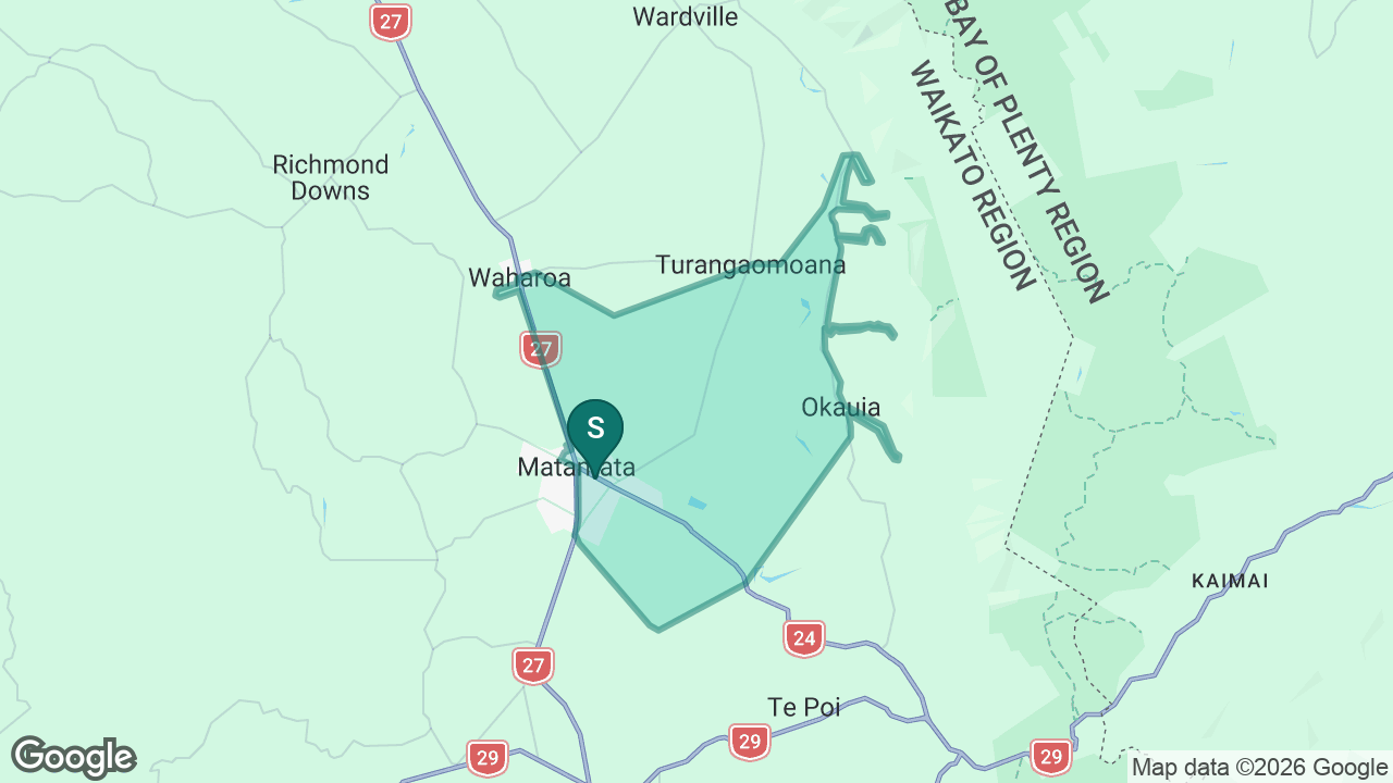 Matamata Primary School static school zone map