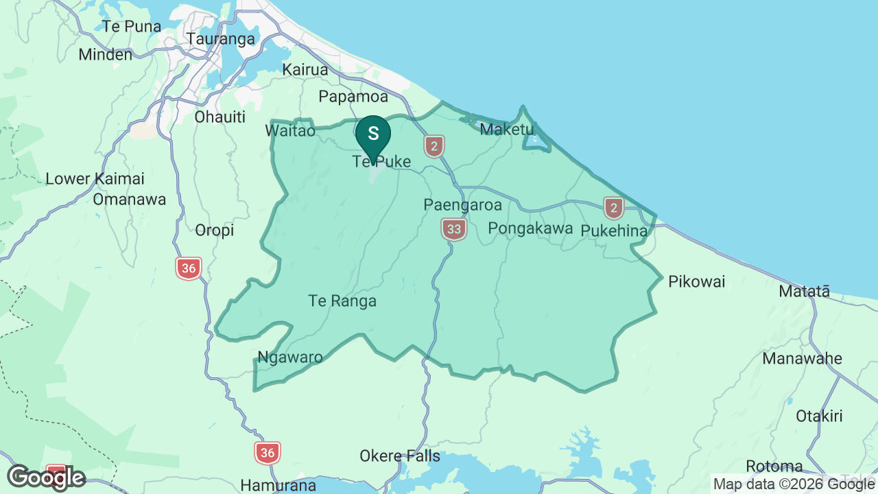 Te Puke High School static school zone map