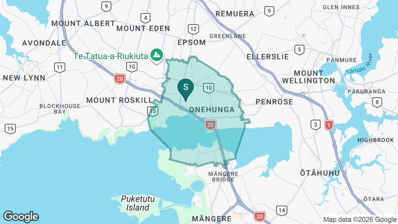 Onehunga High School static school zone map