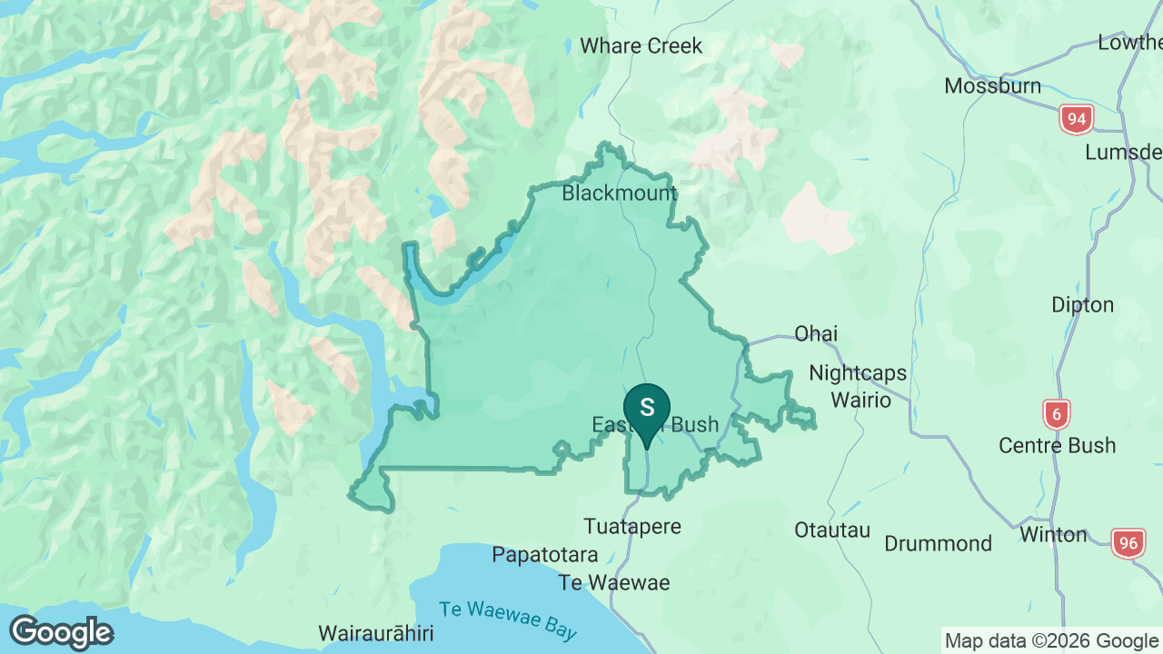 Hauroko Valley Primary School static school zone map