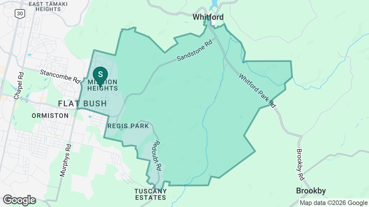 Mission Heights Primary School static school zone map
