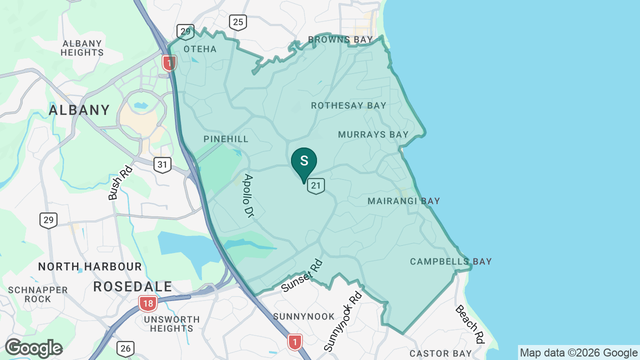 Rangitoto College static school zone map