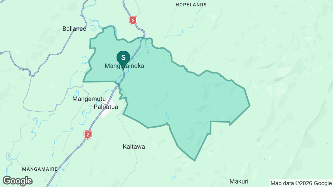 Mangatainoka School static school zone map