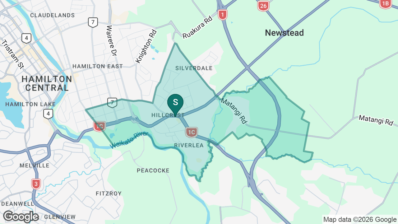 Hillcrest Normal School static school zone map