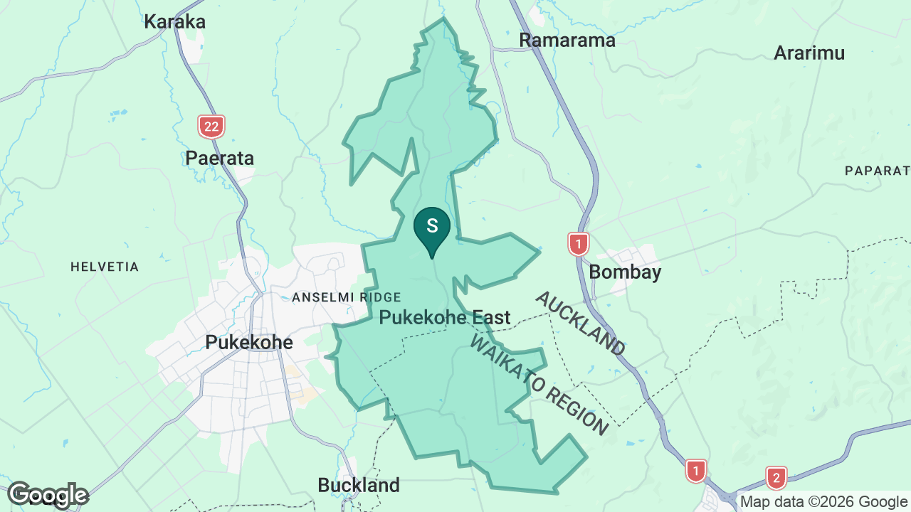 Pukekohe East School static school zone map
