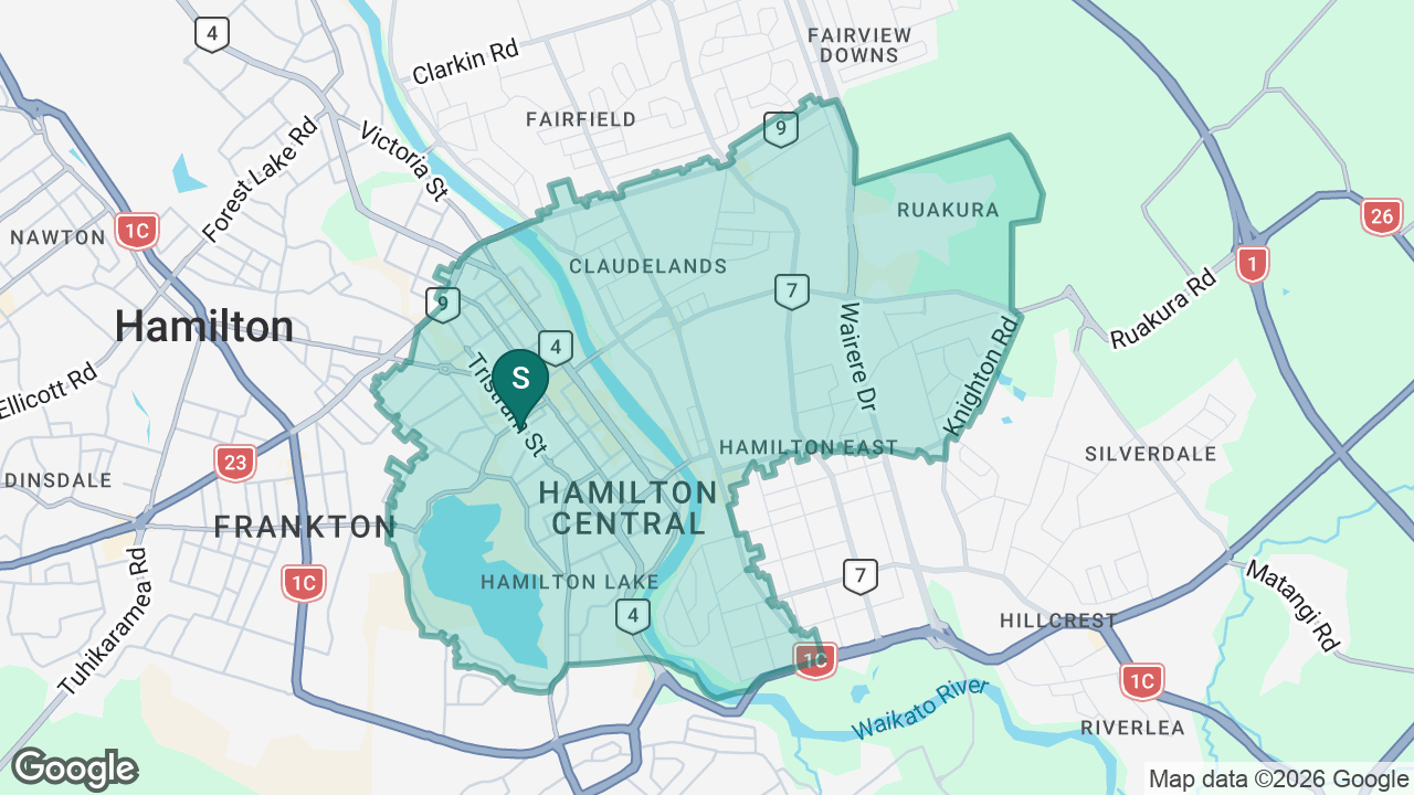 Hamilton Girls' High School static school zone map