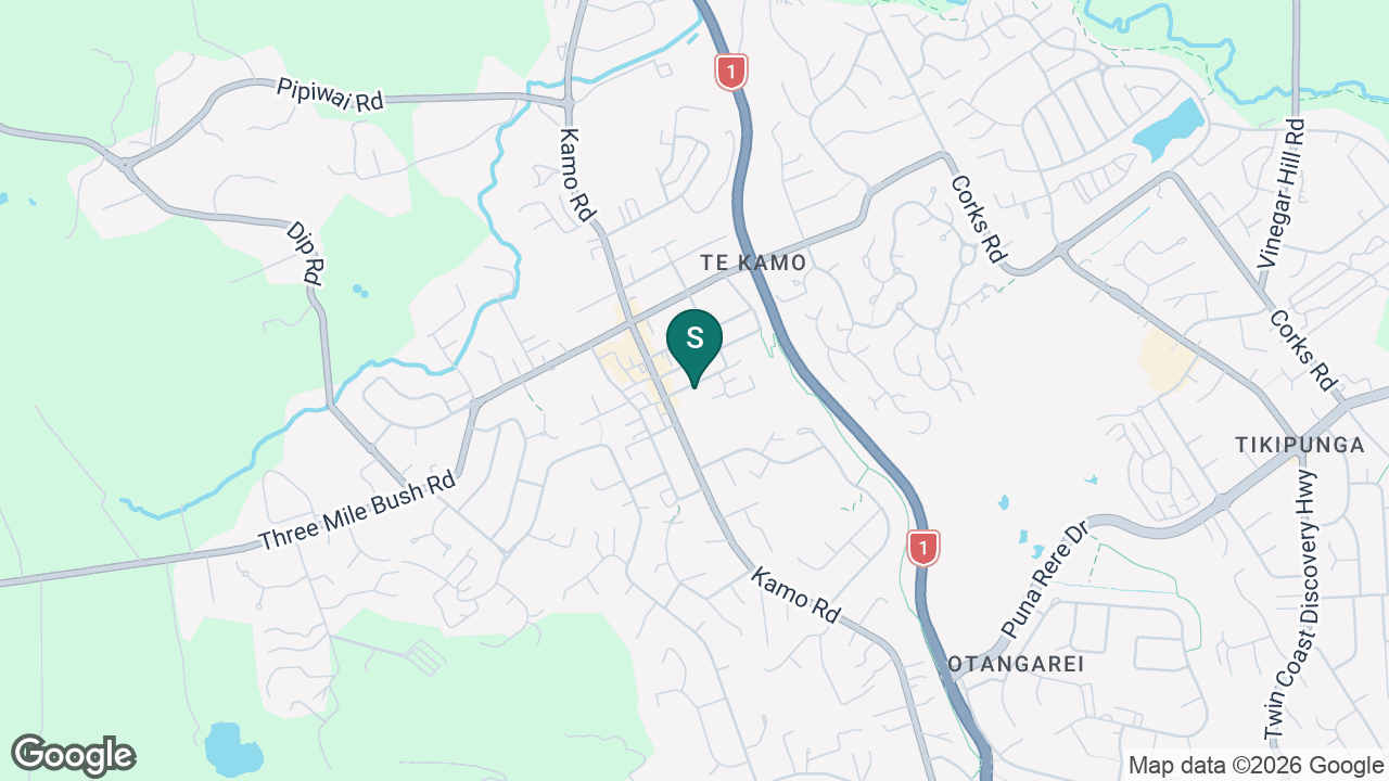 Te Kamo High School static school zone map
