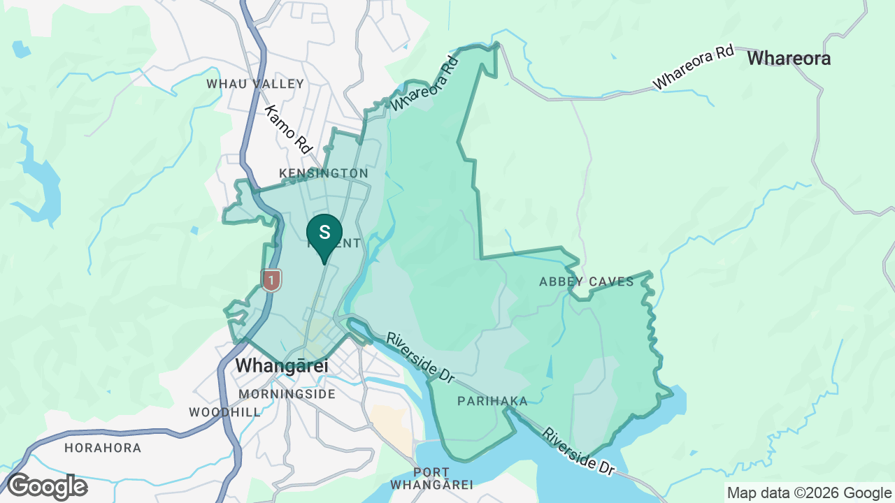 Whangarei School static school zone map