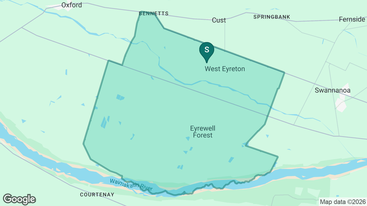 West Eyreton School static school zone map