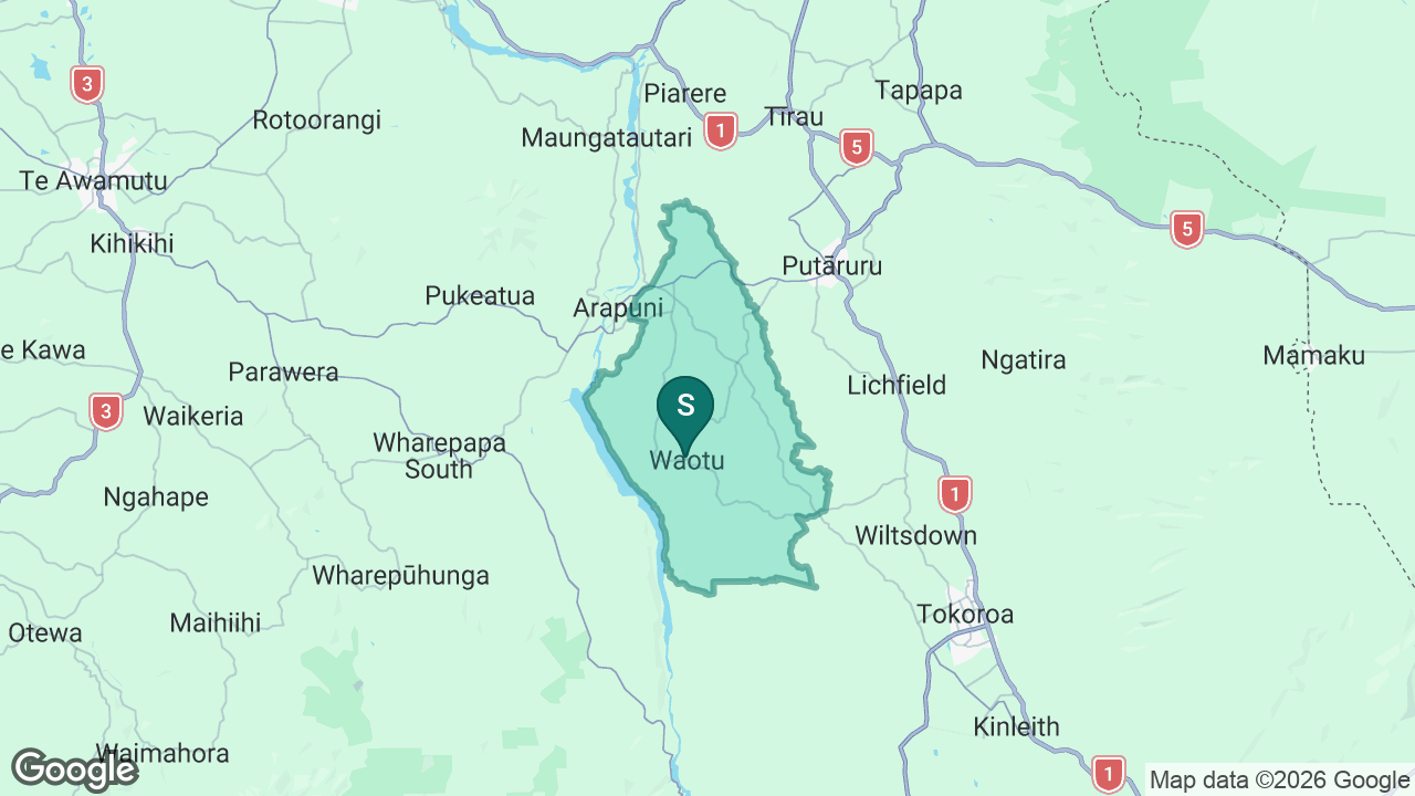 Te Waotu School static school zone map
