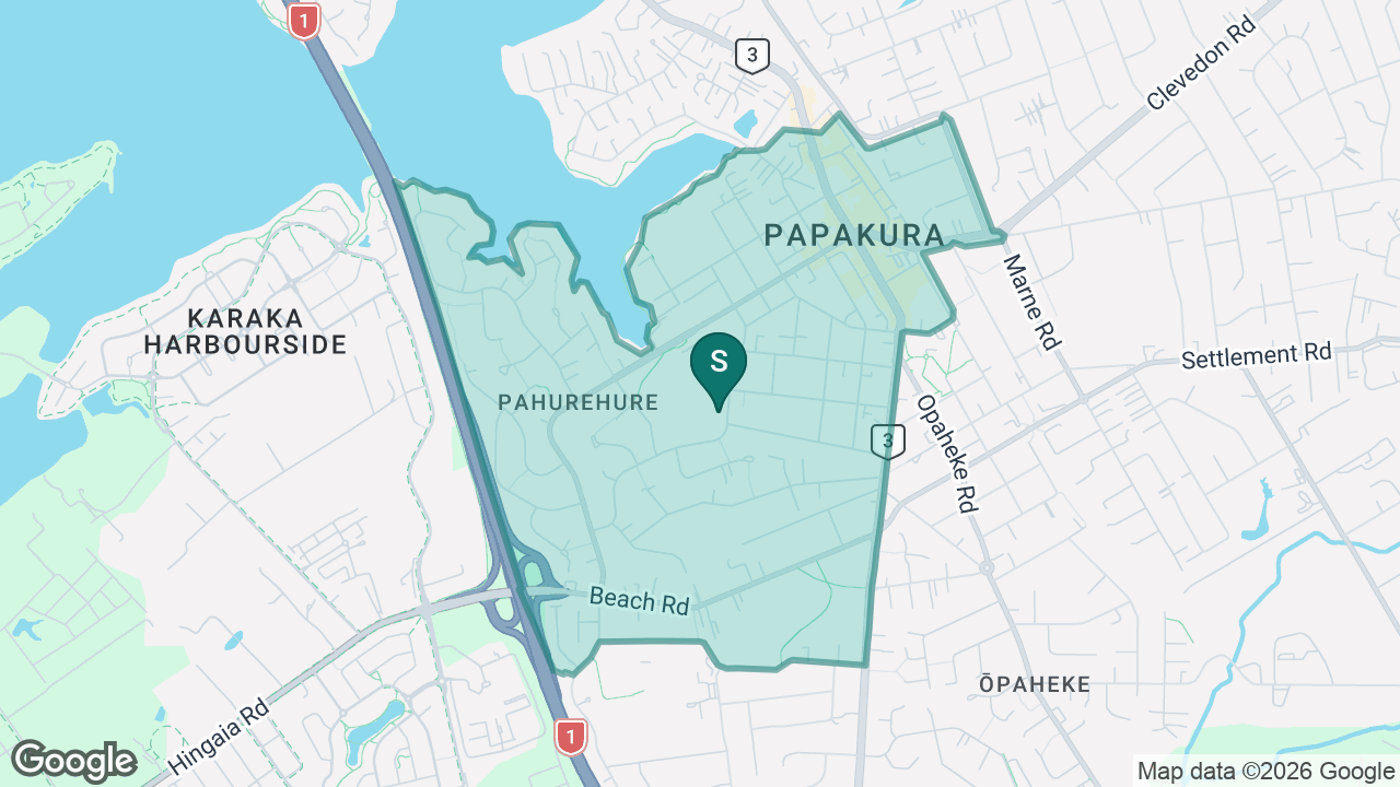 Papakura Central School static school zone map