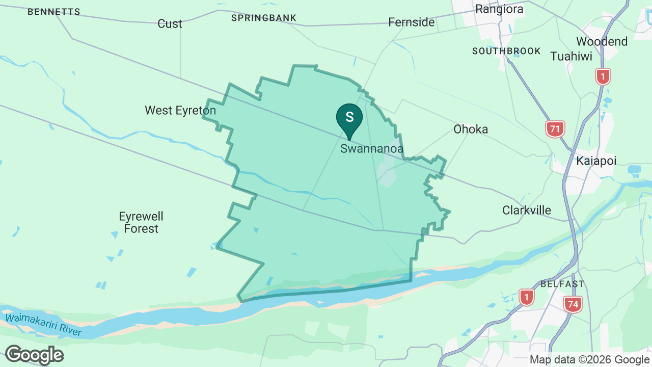 Te Koromiko Swannanoa School static school zone map