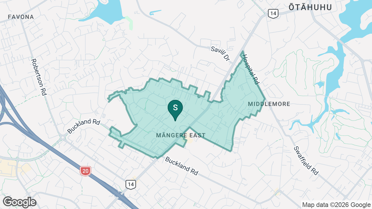Māngere East School static school zone map