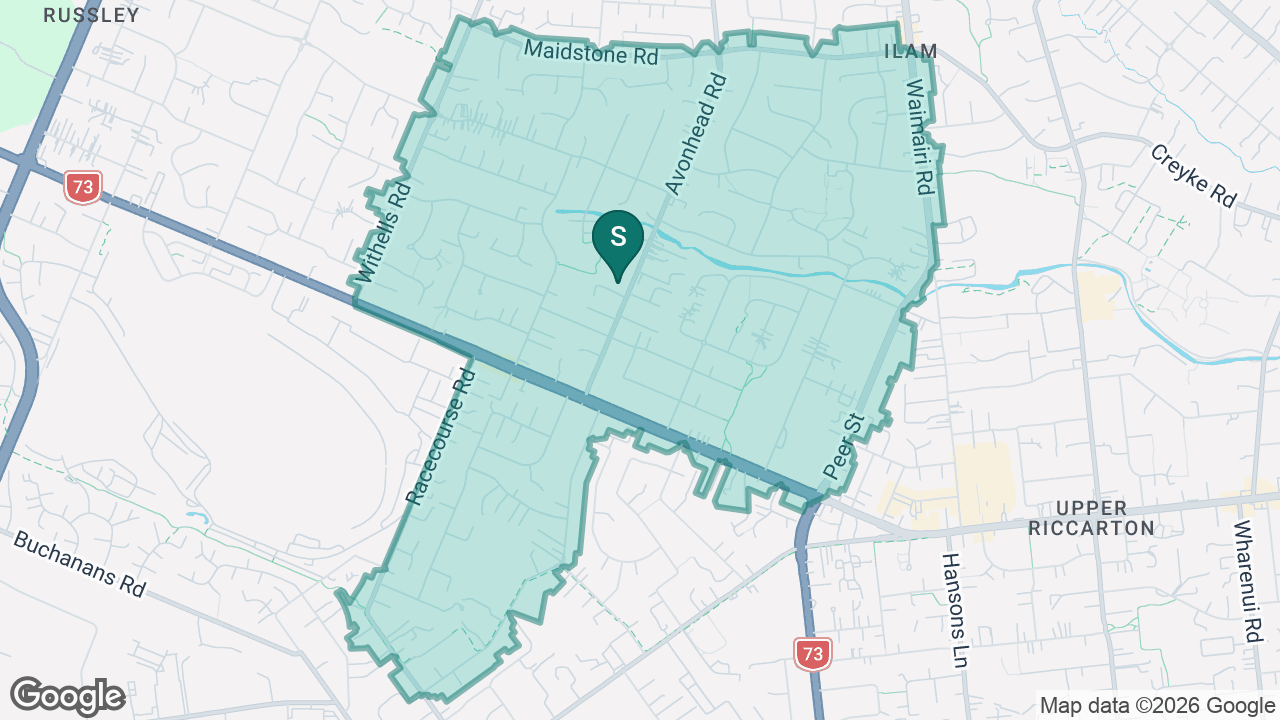 Avonhead School - Rakipaoa static school zone map