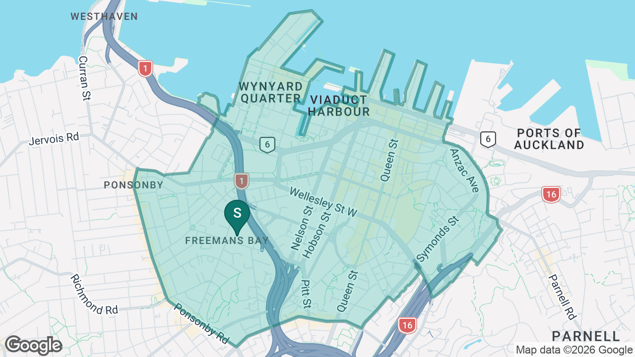 Freemans Bay School static school zone map