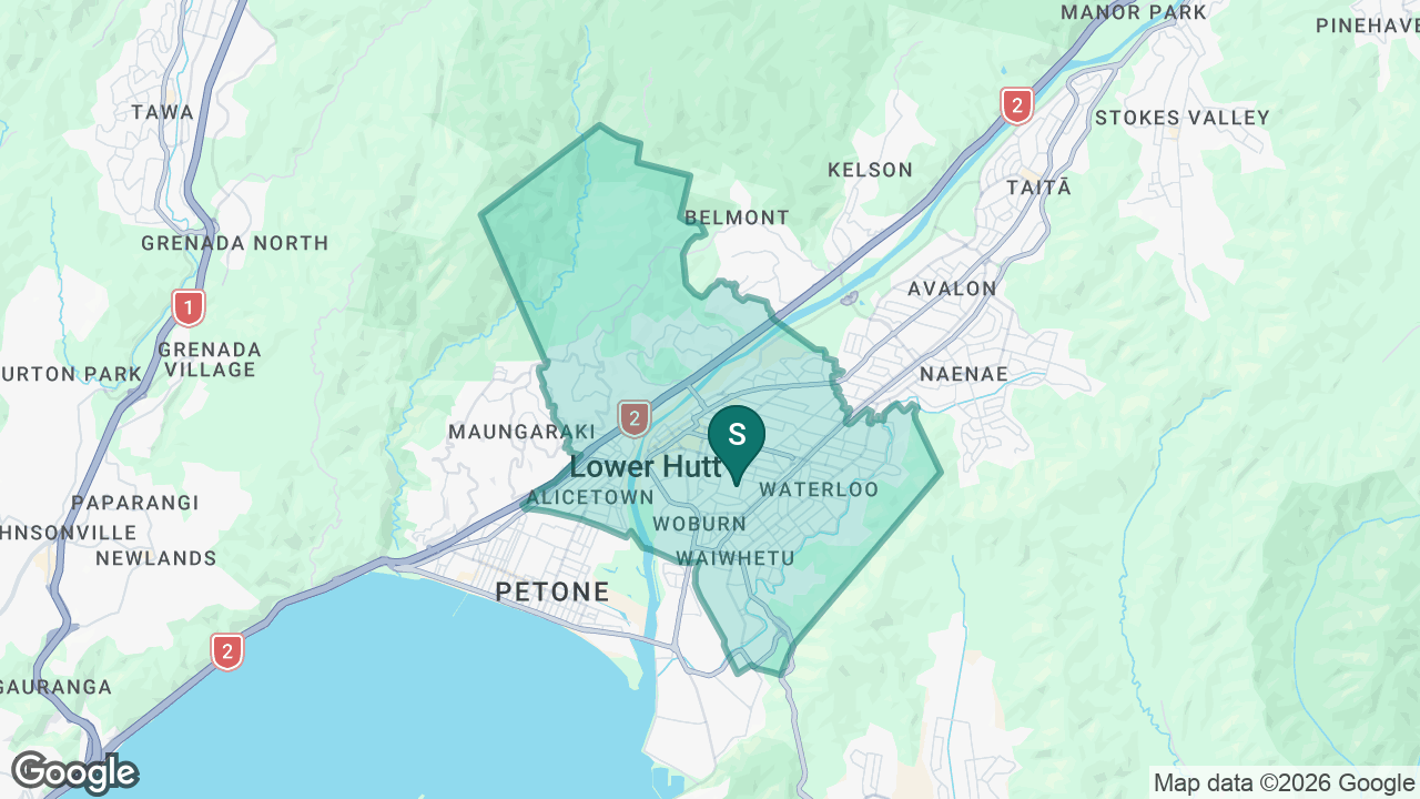 Hutt Intermediate static school zone map