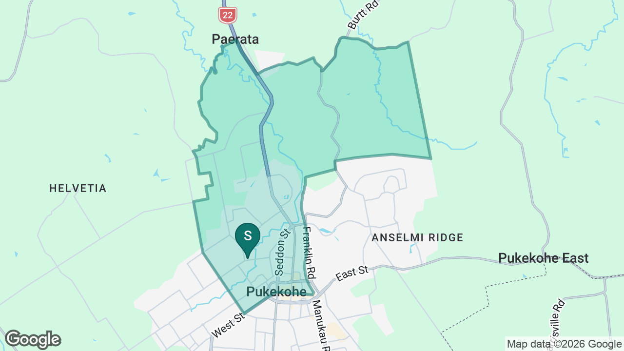 Pukekohe North School static school zone map