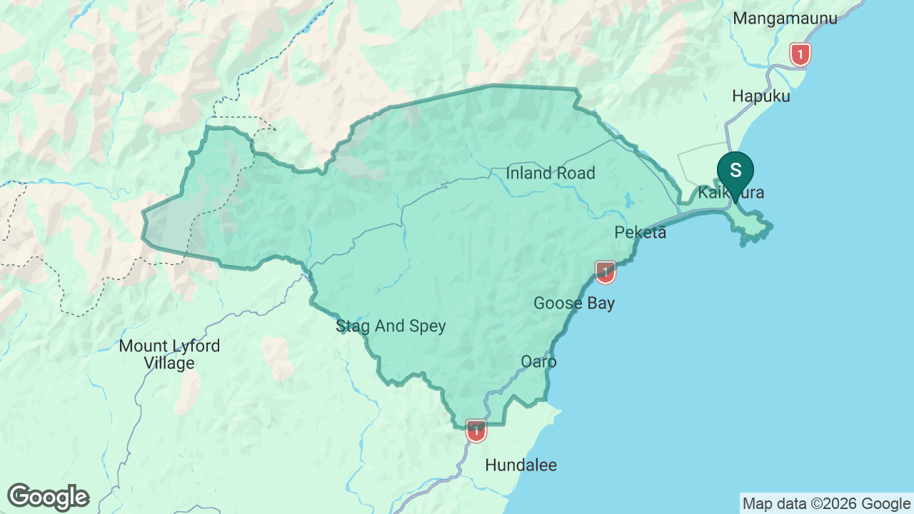Kaikōura Primary School static school zone map