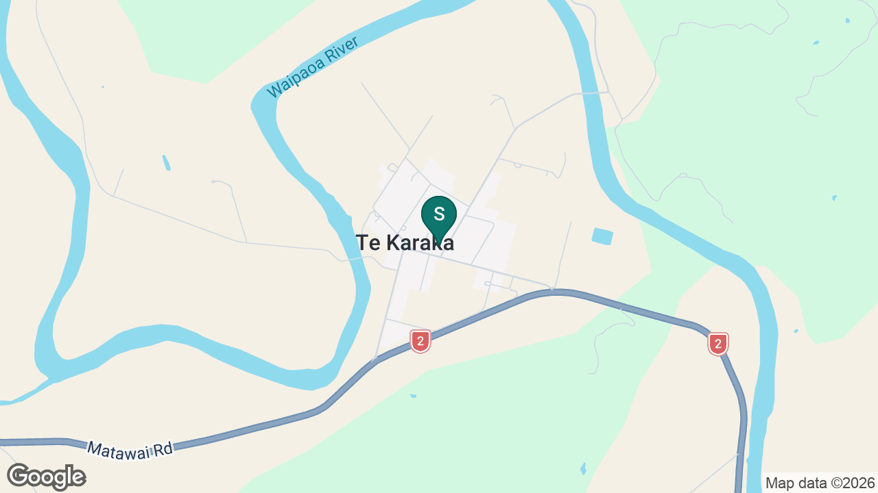 Te Karaka Area School static school zone map