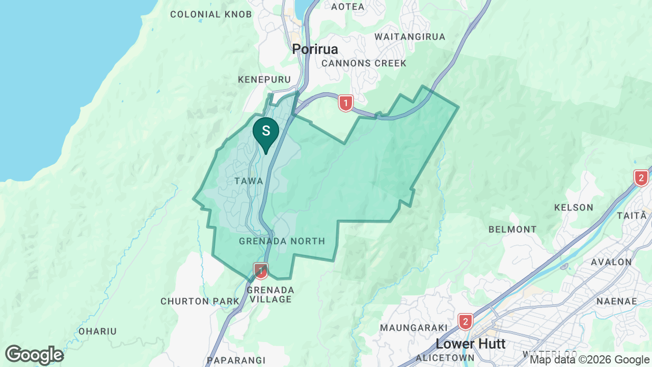 Tawa College static school zone map