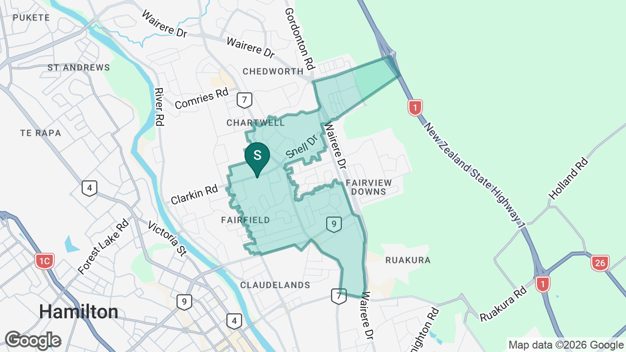 Fairfield Primary School static school zone map