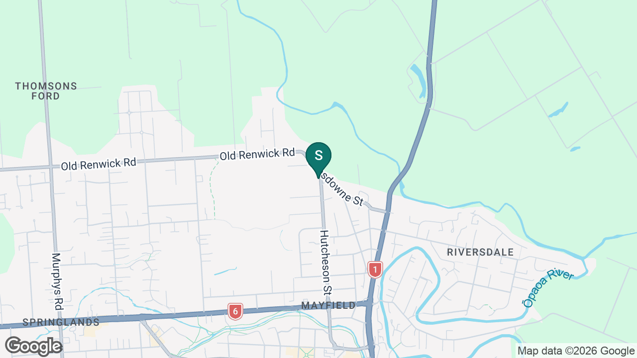 Mayfield School (Blenheim) static school zone map