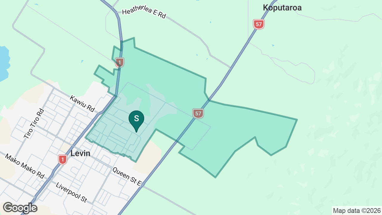 Fairfield School (Levin) static school zone map