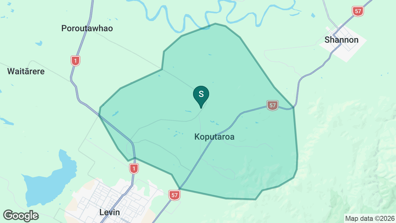 Koputaroa School static school zone map