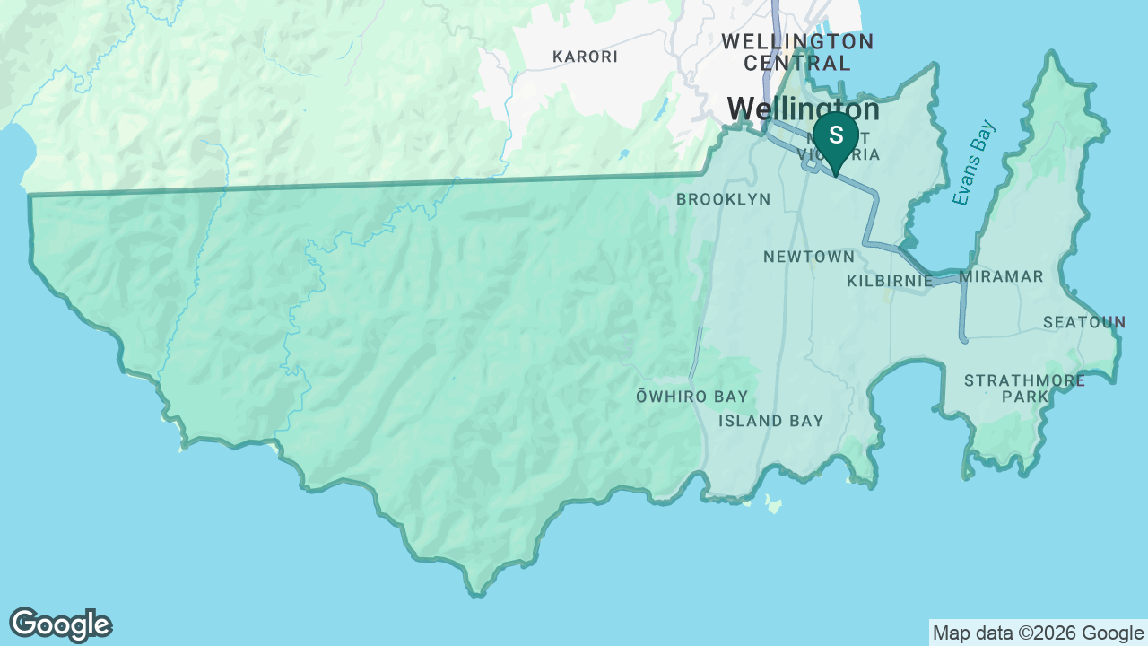 Wellington East Girls' College static school zone map