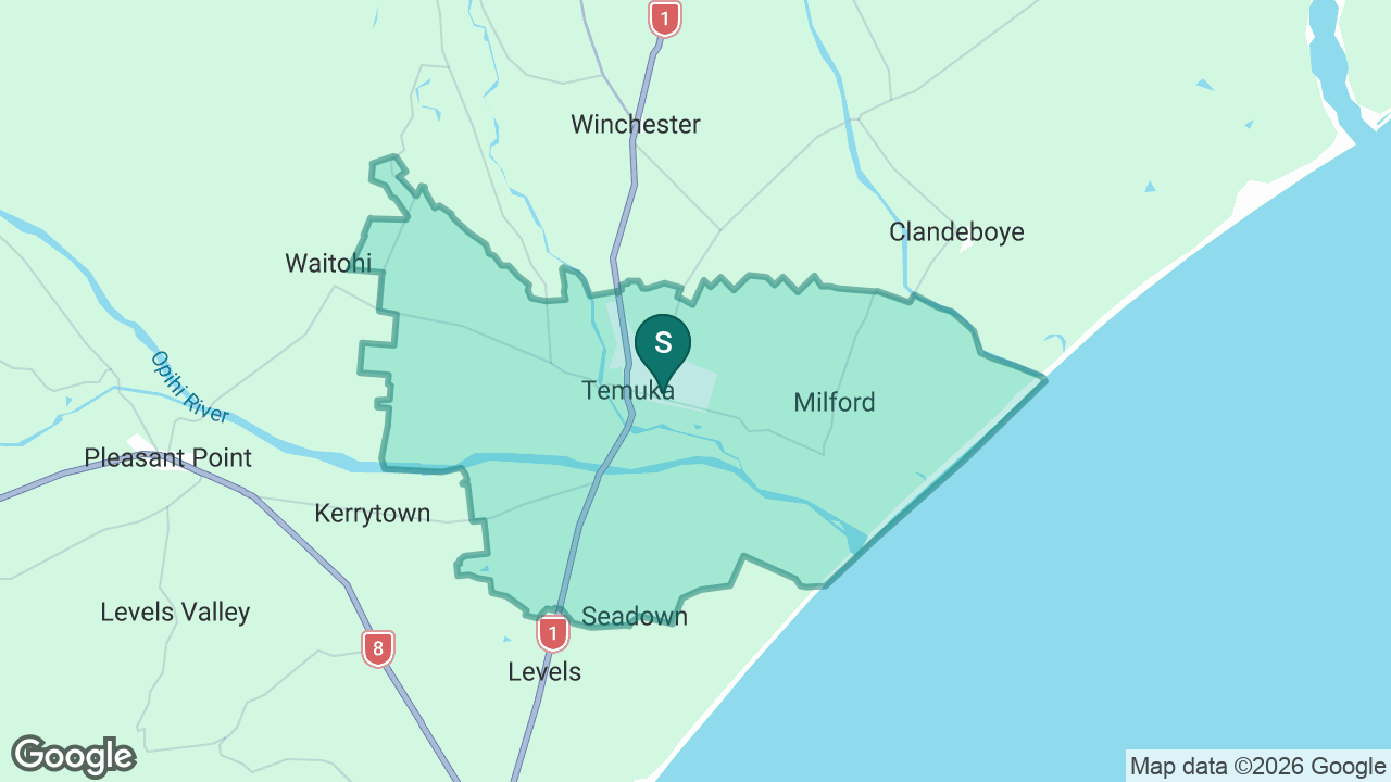 Temuka Primary School static school zone map