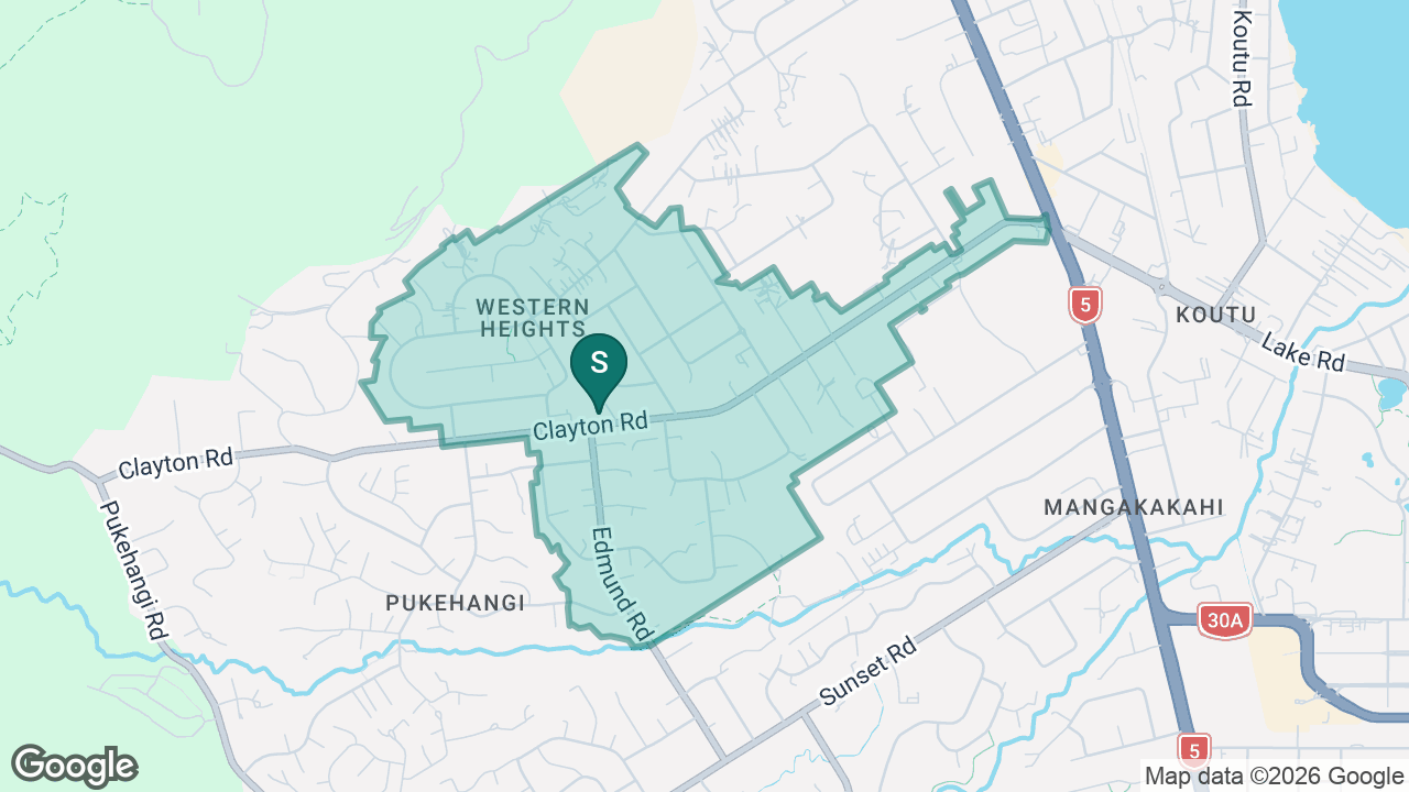 Western Heights Primary School (Rotorua) static school zone map