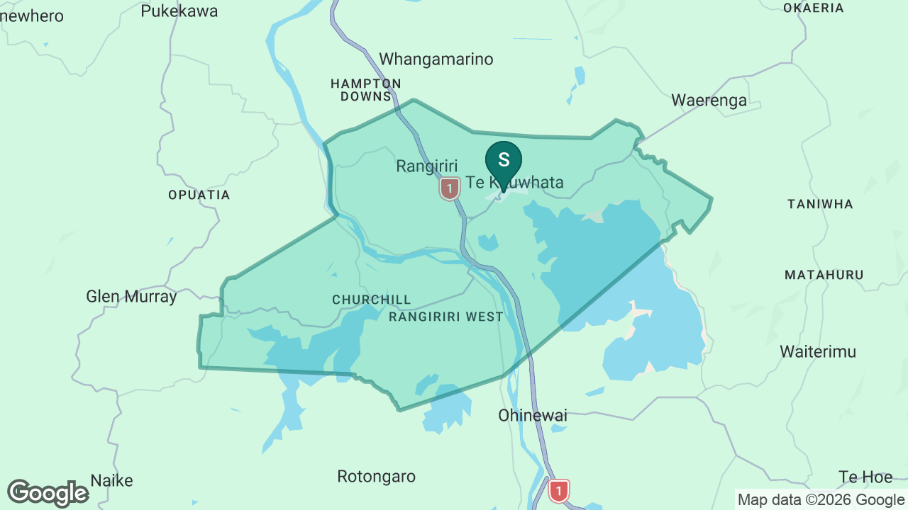Te Kauwhata Primary School static school zone map