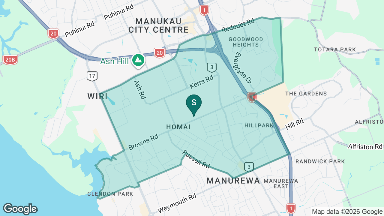 Manurewa High School static school zone map