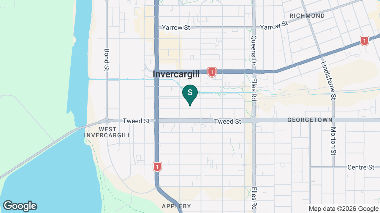 St Joseph's School (Invercargill) static school zone map
