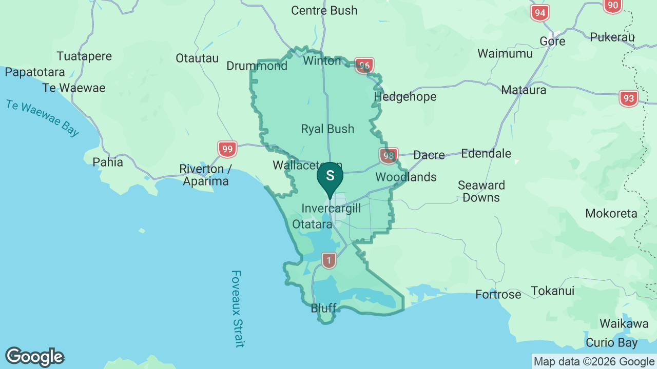 St John's Girls' School (Invercargill) static school zone map