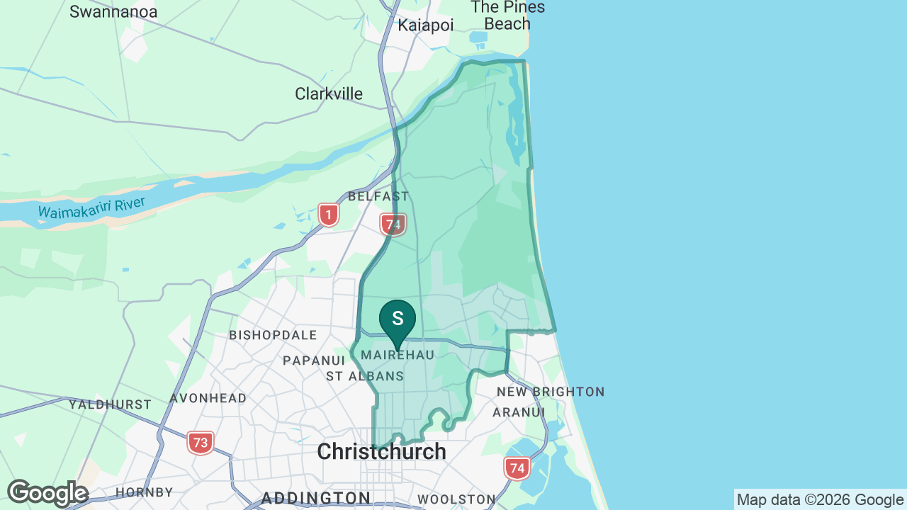 Mairehau High School static school zone map