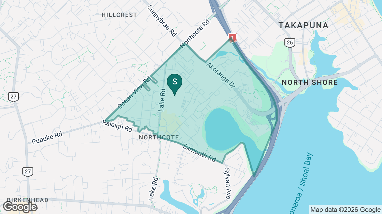 Onepoto School static school zone map