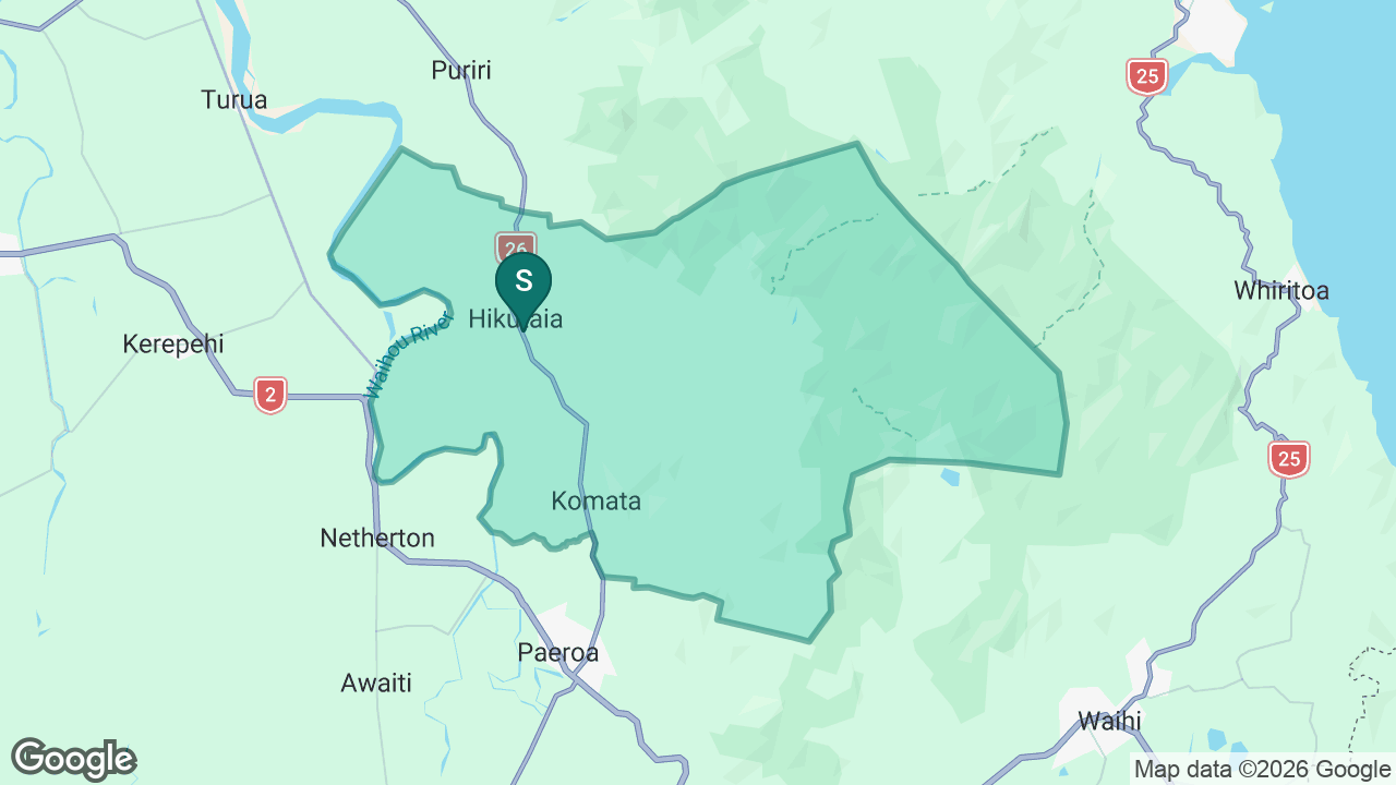 Hikutaia School static school zone map