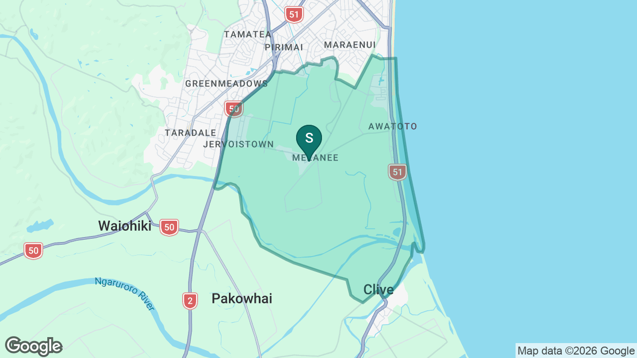 Meeanee School static school zone map