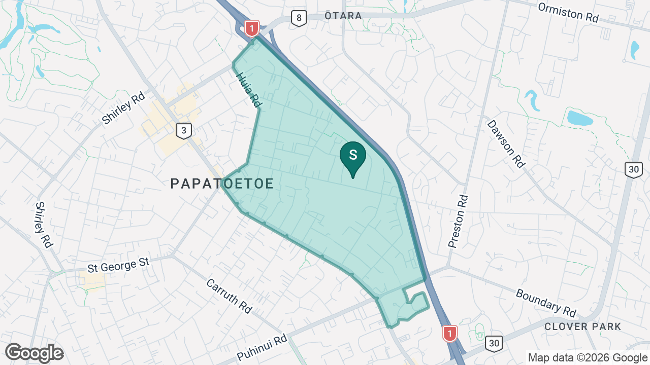 Papatoetoe East School static school zone map