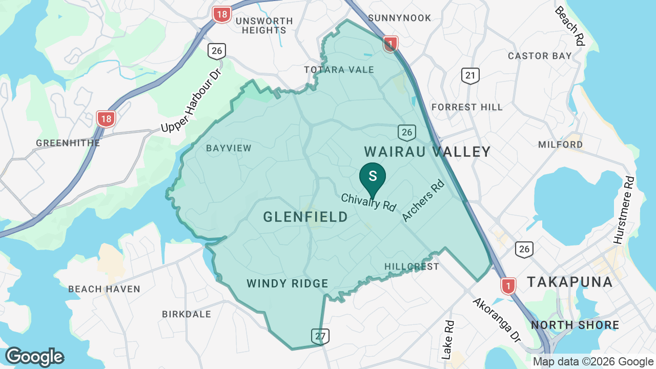 Glenfield Intermediate static school zone map