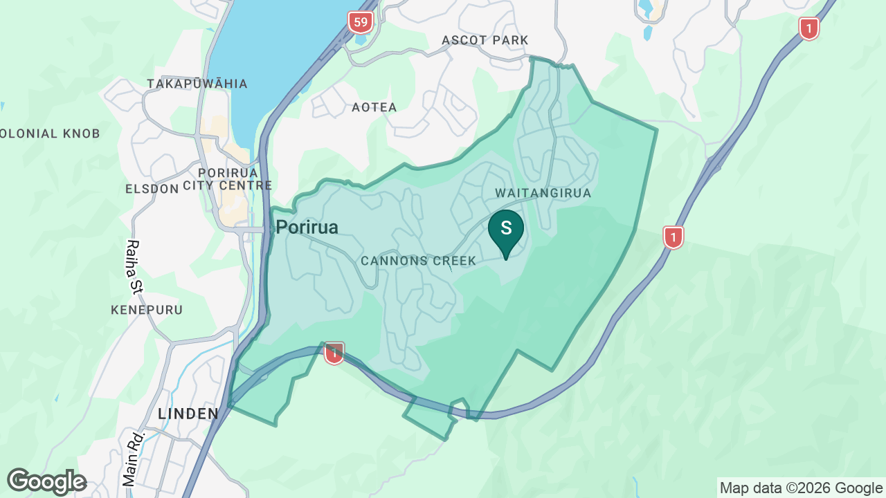 Porirua College static school zone map
