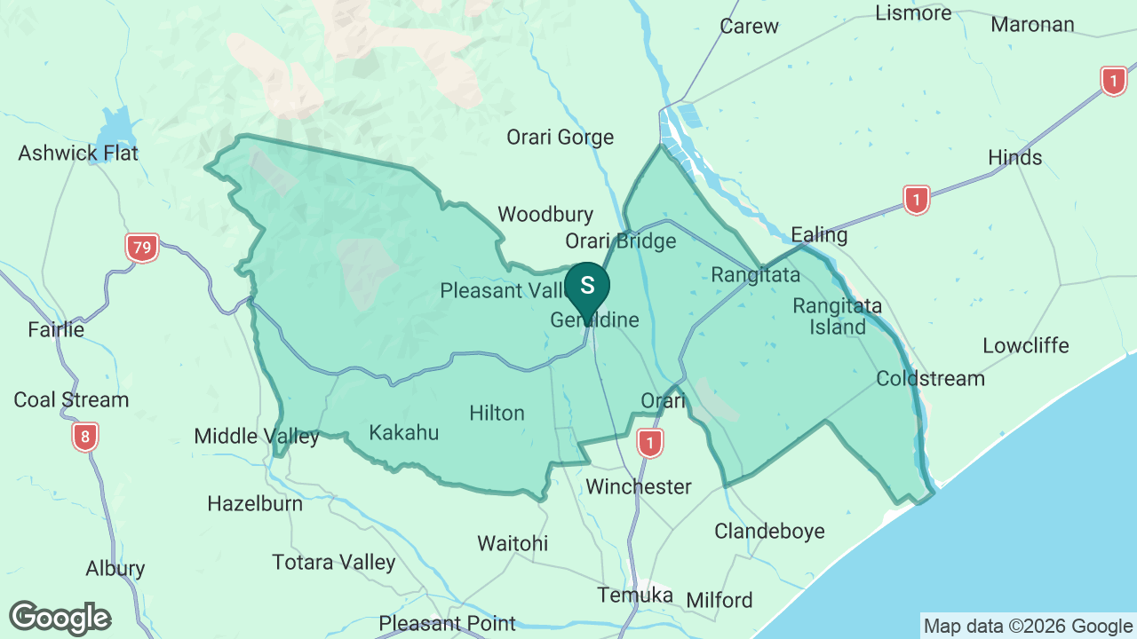 Geraldine Primary School static school zone map