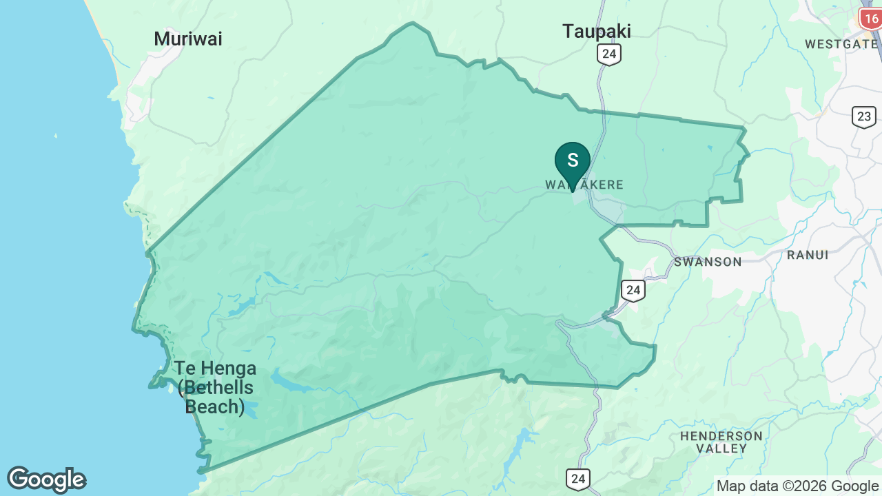 Waitakere School static school zone map