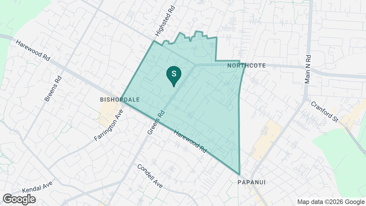 Bishopdale School Te Kura o Papakōhatu static school zone map