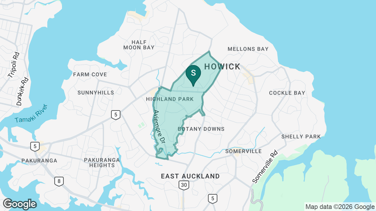 Howick Primary School static school zone map