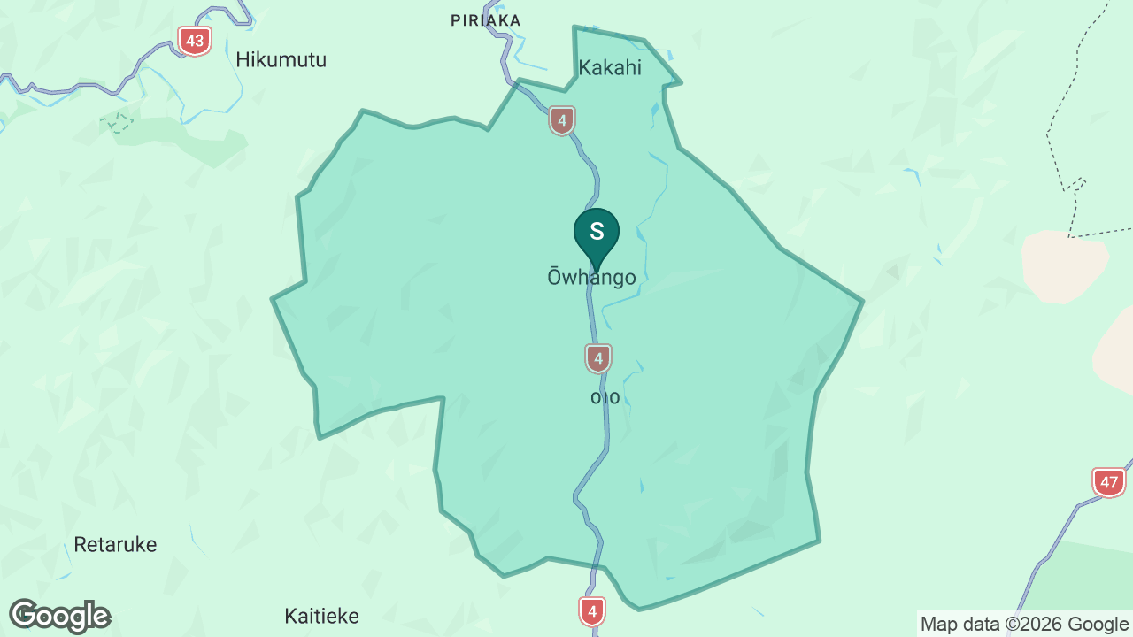 Ōwhango School static school zone map