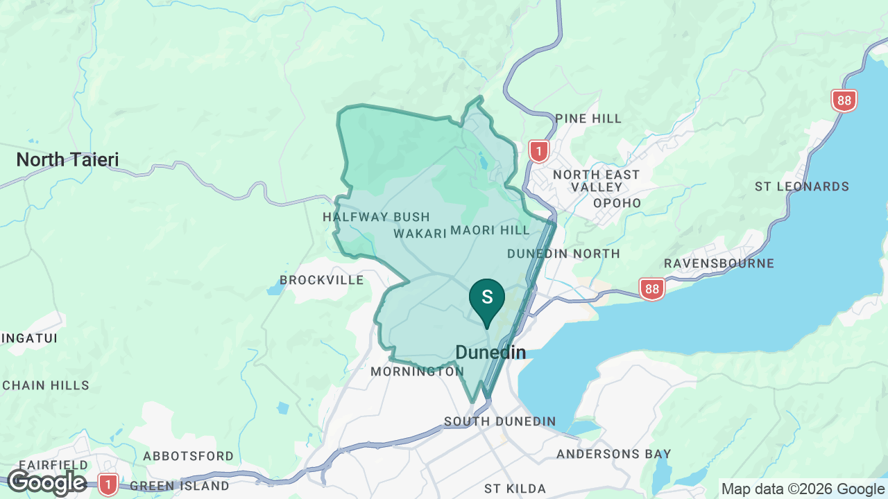 Otago Girls' High School static school zone map