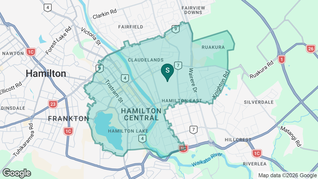 Hamilton Boys' High School static school zone map