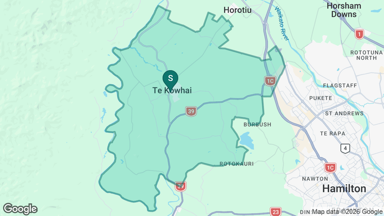 Te Kowhai School static school zone map